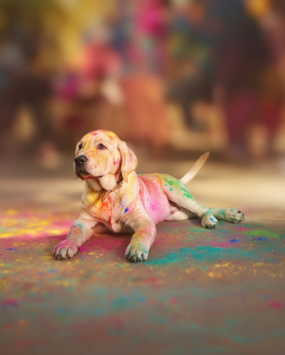 Sad Dog with Colours