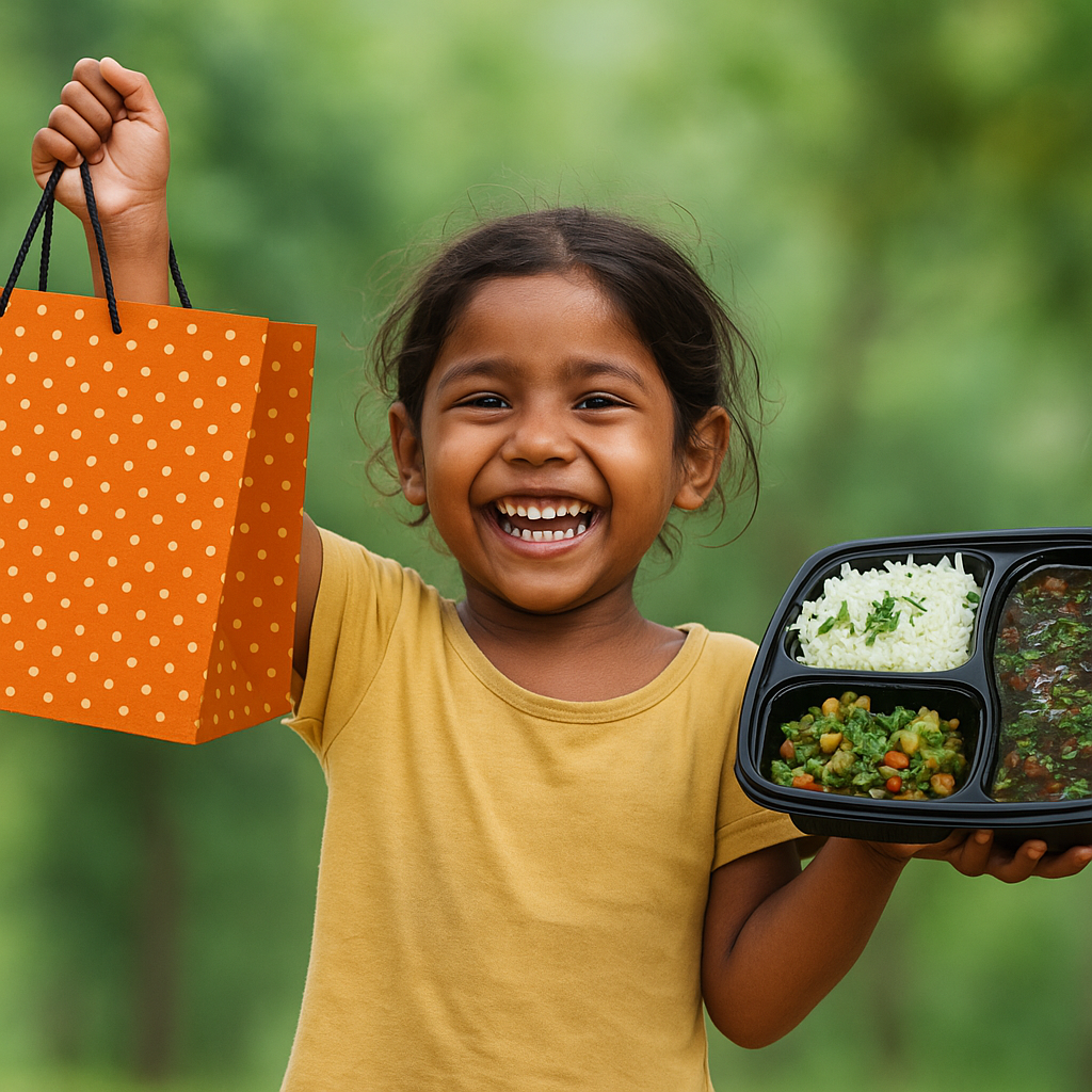 Child Smiling with Meal